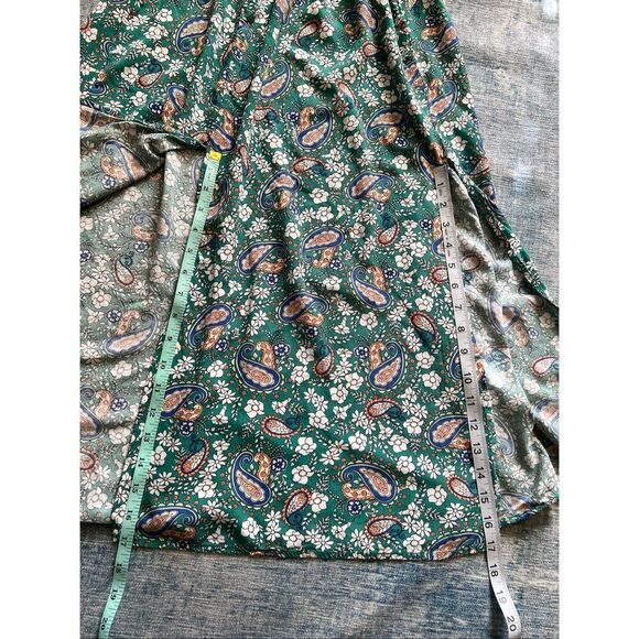 Blush BJ Blue Green White Paisley Floral Smocked Waist Midi Skirt Small - Picture 8 of 11